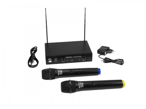 Bevieliai mikrofonai 2 kanalai VHF 214.35 / 201.60MHz Omnitronic VHF-102